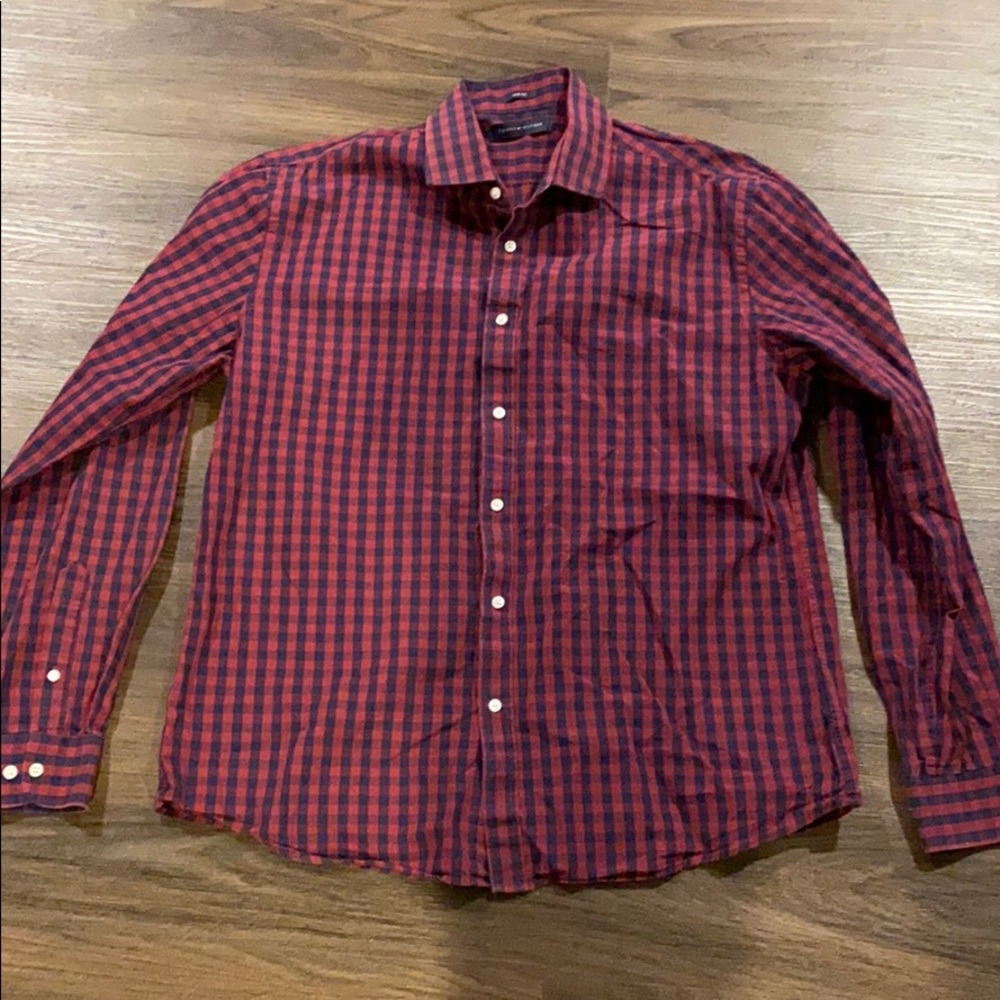 Tommy Hilfiger Slim Fit Red and Navy Blue Shirt